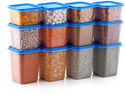prayati Plastic Grocery Container  - 500 ml, 700 ml, 1100 ml (Pack of 12, Blue)