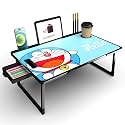PRB MART Foldable Wooden Mini Laptop Table for Bed, Study Table with Drawer, Tablet/Mobile Holder for Kids &amp; Adults (US-DORAMON COTED)
