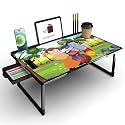 PRB MART Foldable Wooden Mini Laptop Table for Bed, Study Table with Drawer, Tablet/Mobile Holder for Kids &amp; Adults (US-BHIM KRISHNA COTED)