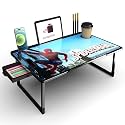 PRB MART Foldable Wooden Mini Laptop Table for Bed, Study Table with Drawer, Tablet/Mobile Holder for Kids &amp; Adults (US-SPYDERMAN COTED)