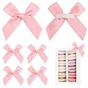 Pre-Tied Self Adhesive Pink Satin Ribbon Bows for Crafts 3"