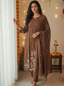Precia Embroidered Anarkali Kurta Bottom Dupatta