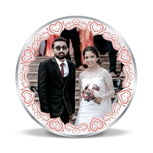 truesilver acpl bis hallmarked personalised silver coin 10 gram  20 gram  50 gram  100 gram newly married marriage wedding anniversary 999 pure by acpl