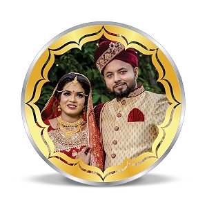 truesilver acpl bis hallmarked personalised silver coin 10 gram  20 gram  50 gram  100 gram newly married marriage wedding anniversary 999 pure by acpl