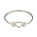 Precious Pieces 925 Sterling Silver Children's Adjustable Heart Bangle for Toddlers and Little Girls (1-7 Years)