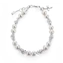 Precious Pieces Freshwater Pearl Crystal Bracelet, .925 Sterling Silver