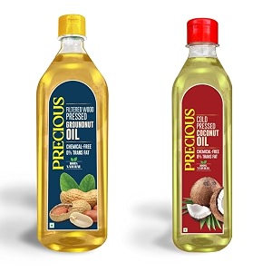 precious wood pressed groundnut oil 1 litre cold pressed coconut oil 500ml - 100 pure and healthy cooking oil unrefined and cholesterol-free