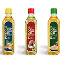 PRECIOUS Wood Pressed Groundnut Oil, Coconut Oil &amp; Sesame Oil Combo (Each 500ml) - 100% Pure and Healthy Cooking Oil, Unrefined and Cholesterol-Free