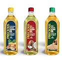 PRECIOUS Wood Pressed Groundnut Oil, Coconut Oil & Sesame Oil Combo (Each 1 litre) - 100% Pure and Healthy Cooking Oil, Unrefined and Cholesterol-Free