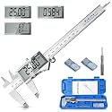 Preciva Digital Caliper, Electronic Stainless Steel Caliper Measuring Tool, Micrometer Calipers with Large LCD Screen, Switch from Inch Metric Fraction, Auto-Off Feature (6INCH/150MM) (White)