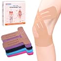 Precut Kinesiology Tape for Knees, 20 Pcs, Upgraded, Knee Support & Stability, Knee Pain Relief Athletic Tape - Waterproof & Elastic, Breathable Hypoallergenic Latex-Free Tape, Beige