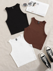 Preeo Casual Solid Women Black White Brown