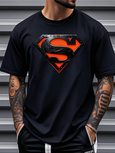 Preeo Printed Men Round Neck Black T-Shirt