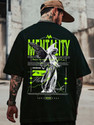 Preeo Printed Men Round Neck Black T-Shirt