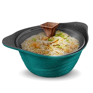 preethi artistic collection die cast non stick kadai 24 cmwith glass lid 5 star non stick effect cook amp serve ocean green