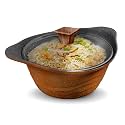 Preethi Artistic Collection Die Cast Non Stick Kadai, 24 cm,with Glass Lid, 5 Star Non Stick Effect, Cook &amp; Serve, Earthy Brown