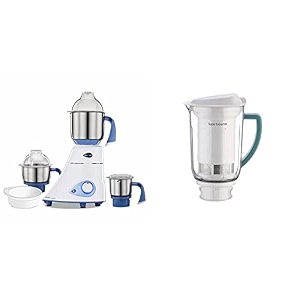 preethi blue leaf diamond 750-watt mixer grinder with 3 jars bluewhite  super extractor mga510 jar combo