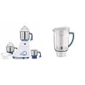 Preethi Blue Leaf Diamond 750-Watt Mixer Grinder with 3 Jars, Blue/White + Super Extractor MGA510 Jar Combo