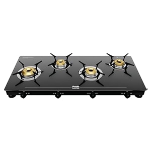 preethi luxe max 4 burner glass top gas stove with driptray less infinity design with jumbo burner 5 year warranty on glass amp burner manual design black