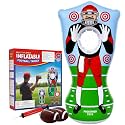 Preferred Toys 65” Inflatable Football Target Net Toss Game - Double-Sided Throwing Practice Football Stuff with Mini Balls - Backyard Tailgate Party Sports Toy for Kids & Adults