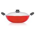 Premier Non-Stick Deep Kadai 30 cm with Stainless Steel Lid | Low Oil Cooking | PFOA Free | ISI Certified | Virgin Aluminium | 3mm Thickness | Gas Stove Compatible | 1 Year Warranty | Black