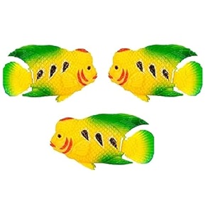 premier plants plastic artificial flowerhorn fish for aquarium tank random color and pattern - set of 3 pieces