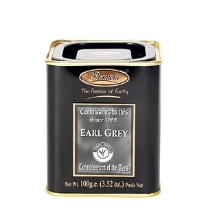 premiers earl grey flavoured tea citrus fruit tea loose leaf tea 100 gms 50 cups garden fresh make iced or hot tea citrusy earl grey flavour in black tea square metal caddy