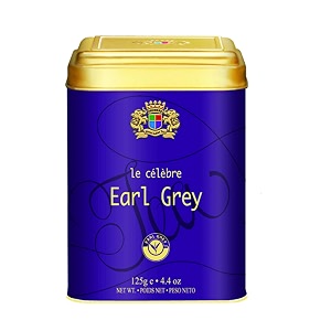 premiers earl grey flavoured tea citrus-infused black loose leaf 125 g approx 62 cups garden-fresh suitable for hot or iced brewing elegant square metal caddy