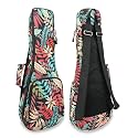 Premium 23" Ukulele Case, 10mm Back Panel Padded,Adjustable Strap,Durable Pocket Bag for Concert- Red Leave