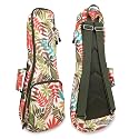 Premium 23" Ukulele Case, 10mm Back Panel Padded,Adjustable Strap,Durable Pocket Bag for Concert- Green Leave