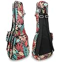 Premium 26" Ukulele Case, 10mm Back Panel Padded,Adjustable Strap,Durable Pocket Bag for Tenor - Red Leave