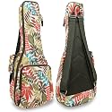 Premium 26" Ukulele Case, 10mm Back Panel Padded,Adjustable Strap,Durable Pocket Bag for Tenor - Green Leave