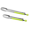 Premium 304 Stainless Steel Tongs Set – 12" Grill Tongs &amp; 9" Cooking Tongs, Heat Resistant up to 600°F, Wavy Grip Head, Non‑Slip Handle with Locking Clip &amp; Hanging Loop, Dishwasher Safe, Green