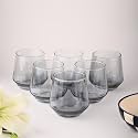 Premium 350 ML Black Water &amp; Juice Drinking Glasses Set of 6 Vintage Glassware Set for Juice, Cocktail, Mocktail,Whisky All Beverages Everyday Uses for Gift (MT-35, Set of 6)