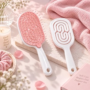 premium 3d detangling hair brush for women amp men- anti hair fall comb for curly wavy amp straight hair  hair straightening brush wet amp dry styling brush  scalp massager frizz control amp tangle free grooming brush spiral flow