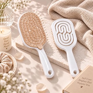 premium 3d detangling hair brush for women amp men- anti hair fall comb for curly wavy amp straight hair  hair straightening brush wet amp dry styling brush  scalp massager frizz control amp tangle free grooming brush spiral beige