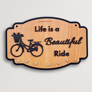 premium 3d wooden key holder with 6 stainless steel hook for living room wall decor wooden key holder -2
