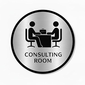 premium 59 inch consulting room sign board  brushed silver acrylic round door signage with self-adhesive tape  professional name plate for hospital clinic office mall amp corporate