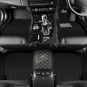 premium 7d car floor mat full set for tata punch ev model 2026 luxury leather with grass mat complete set  100 waterproof and washable  color  black and beige