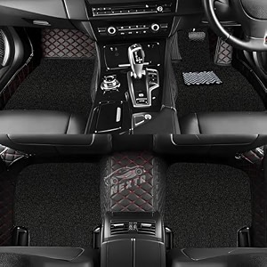 premium 7d car floor mat full set for nissan sunny luxury leather with grass mat complete set  100 waterproof and washable  color  black and red