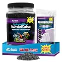Premium Activated Carbon for Aquariums – 3 lbs Bulk Granulated Charcoal + Four 3" x 8" Fine Mesh Filter Bags, Aquarium Carbon Filter Media for Crystal Clear Fish Tanks