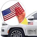 Premium American Flag Magnets for Trucks and Cars (3 Pack) + Bonus Reverse Design | Magnetic US Flags Cut-Out | Powerful Magnet - Will Never Fall Off Your Vehicle | Red &amp; Blue | Not for Aluminum Cars