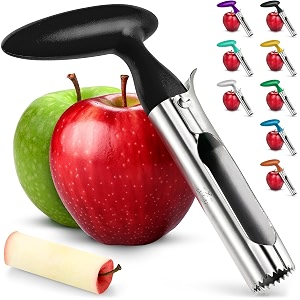 zulay premium apple corer - easy to use durable apple corer remover for pears bell peppers fuji honeycrisp gala and pink lady apples - stainless steel best kitchen gadgets cupcake corer - black