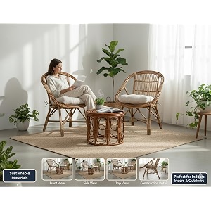 premium bamboo chair set with table kursi garden chairs with table chairs for living room home outdoor amp garden set of 2 chairs amp 1 table