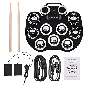 premium beginners 9pad electronic drum set built in dual speakers foot pedals drum sticks headphone jack birthday gifts midi12 demo songs