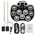 Premium Beginners 9Pad Electronic Drum Set, Built in Dual Speakers, Foot Pedals, Drum Sticks, Headphone Jack, Birthday Gifts, MIDI,12 Demo songs