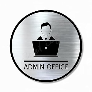 premium brush finish silver acrylic admin office sign 58 inch  self adhesive easy mount door plate  business hospital hotel bank factory corporate commercial signage
