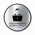 Premium Brush Finish Silver Acrylic ADMIN OFFICE Sign 5.8 Inch | Self Adhesive Easy Mount Door Plate | Business Hospital Hotel Bank Factory Corporate Commercial Signage