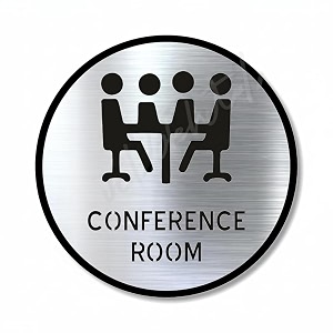 premium brush finish silver acrylic conference room sign 58 inch  self adhesive easy mount door plate  office hotel hospital bank factory corporate commercial signage