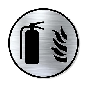 premium brush finish silver acrylic fire extinguisher sign 58 inch  self adhesive easy mount safety signage  office hospital hotel society corporate business emergency board